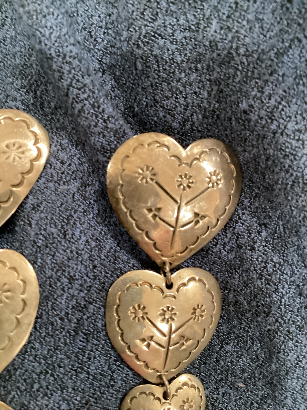 VTG 925 TAXCO Sterling Silver Graduated Triple Heart Earrings W T/Stamp - Picture 10 of 12